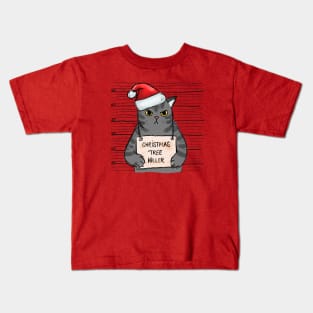 Christmas Tree Killer - Angry Christmas Cat Kids T-Shirt